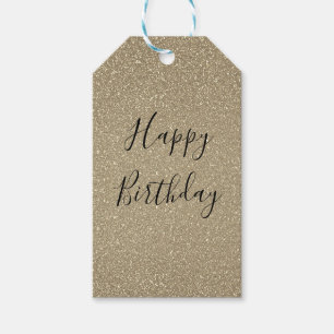 Étiquettes-cadeau Glittery Gold Noir doré Joyeux Anniversaire