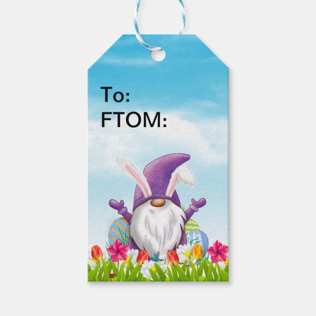 Étiquettes-cadeau Gnome de Pâques (Devant)