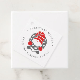Étiquettes Cadeau Gnome drôle avec Garland Festive Noël