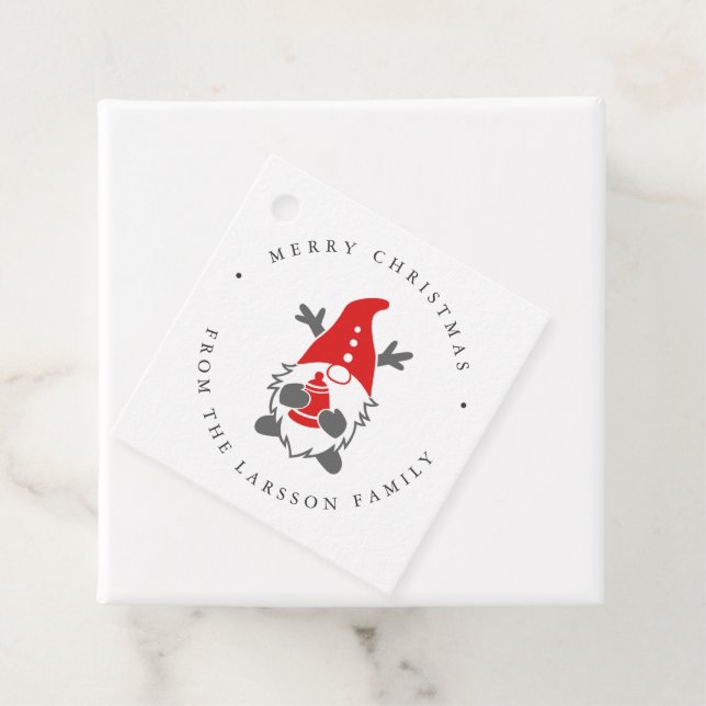 Étiquettes Cadeau Gnome drôle avec Reindeer Antlers Noël (En situation)