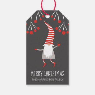 Étiquettes-cadeau Gnome Joyeux Noël Holly Berries
