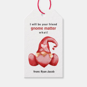 Étiquettes-cadeau Gnome mignonne Valentine Day Coeur rouge Valentine
