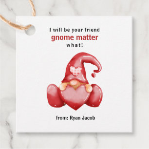 Étiquettes Cadeau Gnome mignonne Valentine Day Coeur rouge Valentine