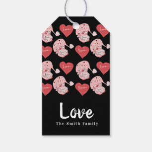 Étiquettes-cadeau Gnomes Coeurs Main tiré Saint Valentin