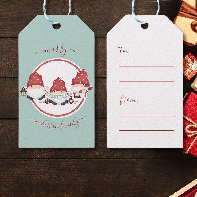 Étiquettes-cadeau Gnomes de Noël joyeux scandinaves (Créateur téléchargé)