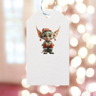 Étiquettes-cadeau Goblin Christmas Elf White Cadeaux Tags