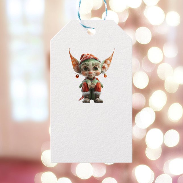 Étiquettes-cadeau Goblin Christmas Elf White Cadeaux Tags (Créateur téléchargé)