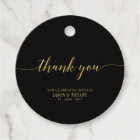Gold & Black Elegant Script Party Favoriser Merci