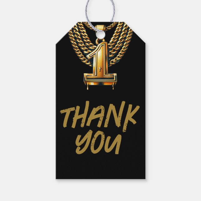 Étiquettes-cadeau Gold Chain 1 #1 Drift 1st Birthday Party (Devant)