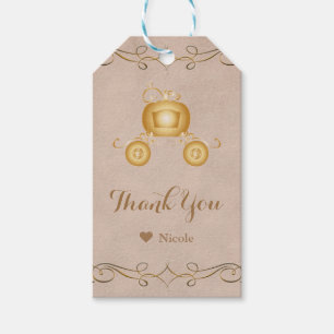 Étiquettes-cadeau Gold Cinderella Citrouille Carriage Party Favorise