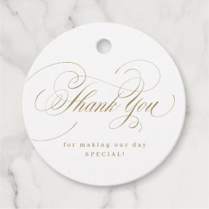 Étiquettes Cadeau Gold élégant classique calligraphie vintage merci