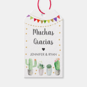 Étiquettes-cadeau Gold Fiesta Cactus Muchas Gracias Baby shower