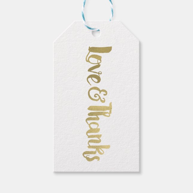 Étiquettes-cadeau Gold Foil Love & Merci Gras Merci de script épais (Devant)