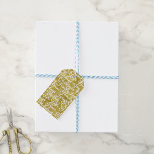 Étiquettes-cadeau Gold Foil Noël et la typographie familiale