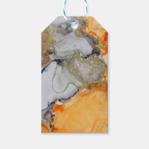 Étiquettes-cadeau Gold Foil Orange Grey Personnalisé Chic Art Abstra