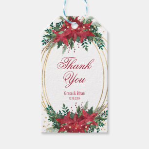 Étiquettes-cadeau Gold Frame Holiday Poinsettia Mariage