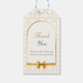 Étiquettes-cadeau Gold Geometric Bow Wedding Favor