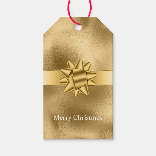 Étiquettes-cadeau Gold Glam Ribbon et Bow Christmas (Devant)