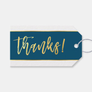 Étiquettes-cadeau GOLD HAND LETTERED MERCI élégant bleu marine blanc