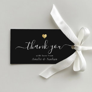Étiquettes-cadeau Gold Heart Modern Script Élégant Mariage Tags cade