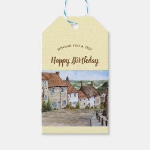 Étiquettes-cadeau Gold Hill, Shaftesbury, Dorset Watercolor Painting
