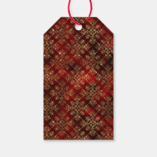 Étiquettes-cadeau Gold Holiday Sparkle Elegant Damask