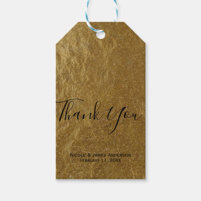 Étiquettes-cadeau Gold Leaf Foil Look Moderne élégant mariage Faveur (Devant)