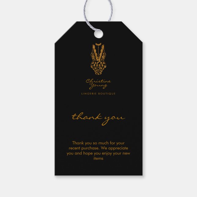 Étiquettes-cadeau Gold Lingerie client Merci promotionnel cadeau (Devant)