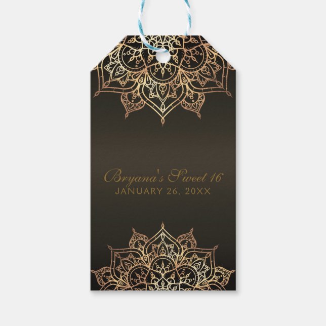 Étiquettes-cadeau Gold Mandala Bronze Glam moderne mariage Faveur (Devant)
