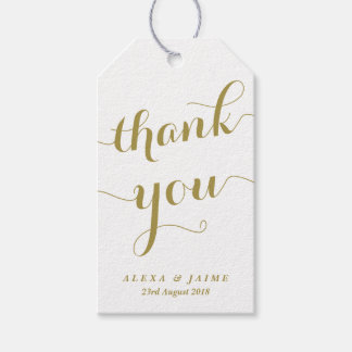 Étiquettes-cadeau Gold Merci Cute Modern Calligraphy Party Favoriser