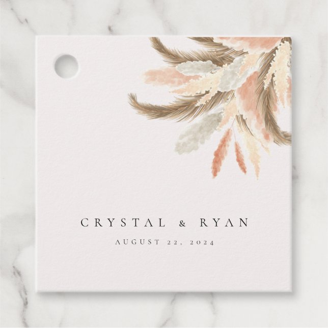 Étiquettes Cadeau Gold Pampas Grass Wedding Guest Paper Gift C100 (Devant)