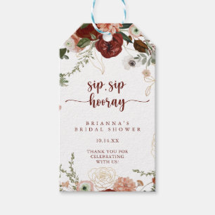 Étiquettes-cadeau Gold Rustic Sip Sip Hooray Fête des mariées