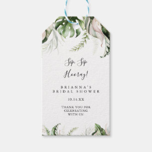 Étiquettes-cadeau Gold Tropical Green Sip Sip Hooray Fête des mariée