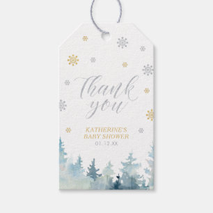 Étiquettes-cadeau Gold Winter Wonderland Baby shower Merci Favoriser