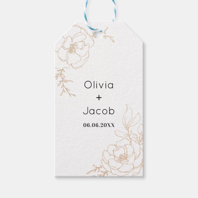 Étiquettes-cadeau Golden Blossoms Floral Mariage Design (Devant)