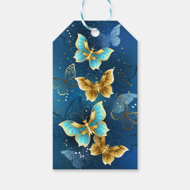 Étiquettes-cadeau Golden butterflies (Devant)