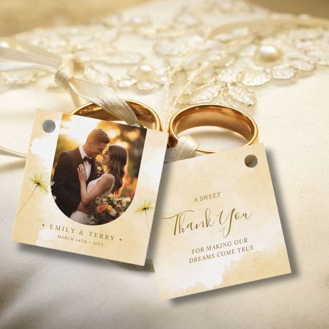 Étiquettes Cadeau Golden Hour Grace Photo & Floral Mariage Merci (Créateur téléchargé)