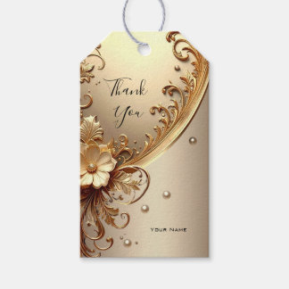 Étiquettes-cadeau Golden Ornate Floral Gift Tag