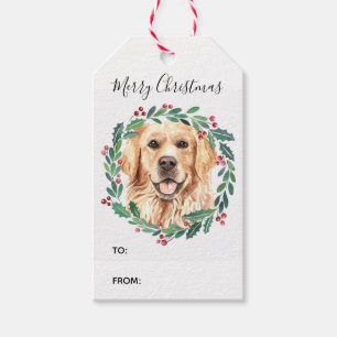 Étiquettes-cadeau Golden Retriever Elegant Chien Joyeux Noël