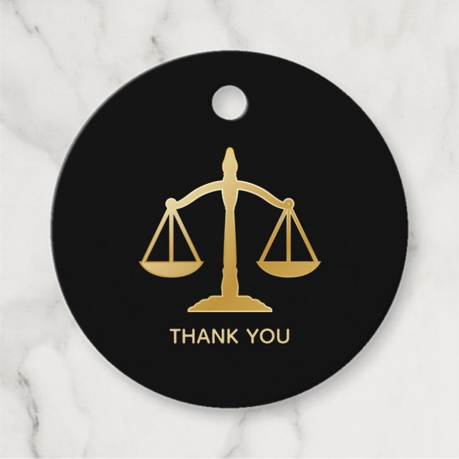 Étiquettes Cadeau Golden Scales of Justice Law Theme (Devant)