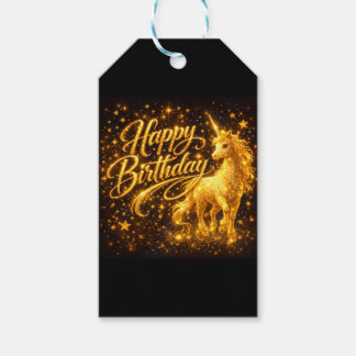 Étiquettes-cadeau Golden Stardust Birthday — Fantasy Unicorn