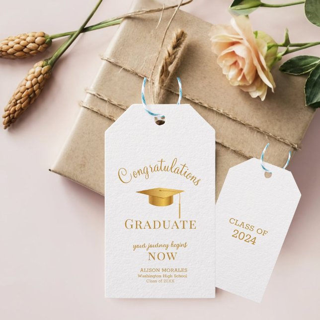 Étiquettes-cadeau Goldenrod Chic Votre Voyage Commence Maintenant Gr (Créateur téléchargé)