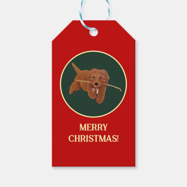 Étiquettes-cadeau Goldie Doodle Red (Devant)