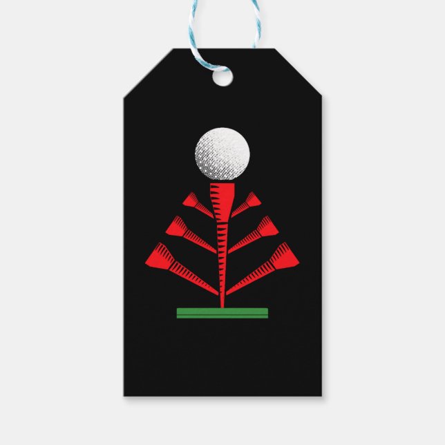 Étiquettes-cadeau Golf Ball Christmas Tree cadeau de Noël (Devant)