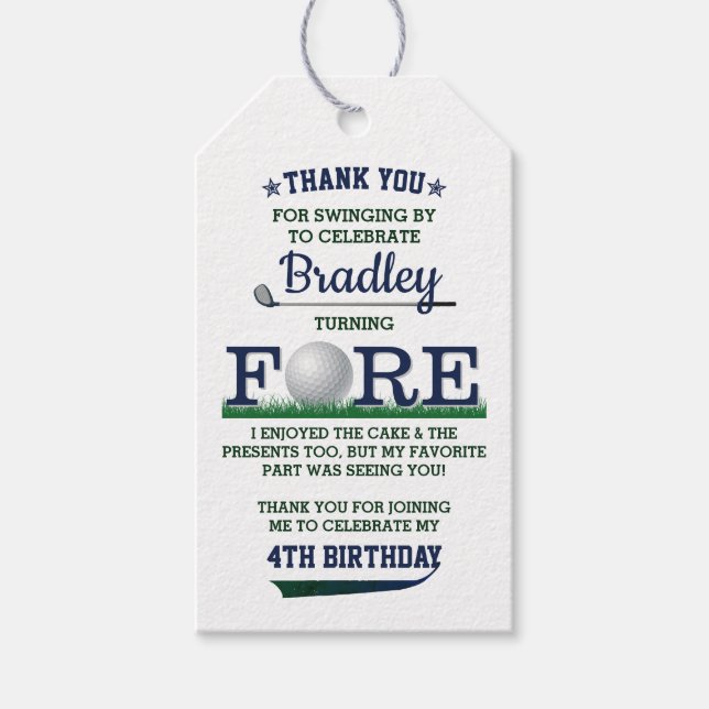 Étiquettes-cadeau Golf PAR-TEE 4e anniversaire (Devant)