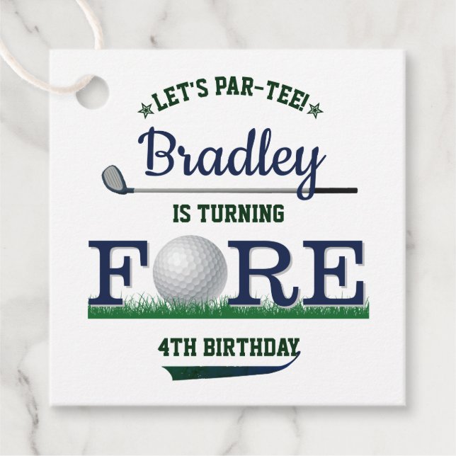 Étiquettes Cadeau Golf PAR-TEE 4e anniversaire (Devant)