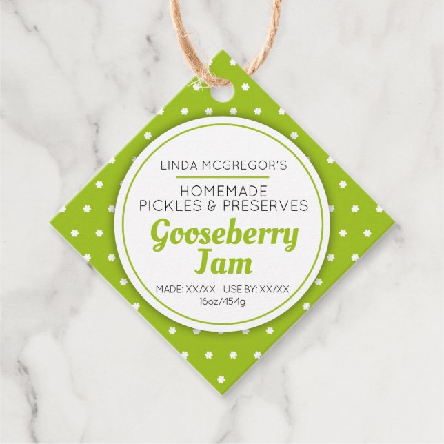 Étiquettes Cadeau Gooseberry confiture vert confiture confiture prod (Devant)