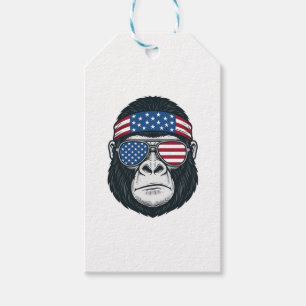 Étiquettes-cadeau Gorille Patriotique Gravure Vintage Vecteur Visage
