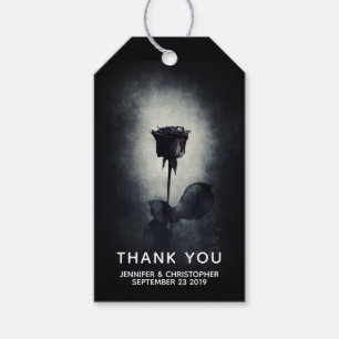 Étiquettes-cadeau Goth Rose noir goutte de sang Mariage Macabre