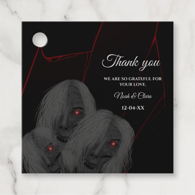 Étiquettes Cadeau Gothic Black White Ghosts - Dark Moody Halloween  (Devant)